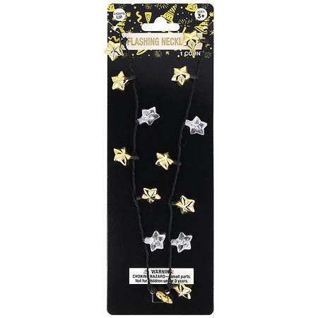 Festive Voice Happy New Year Flashing Necklace, Stars