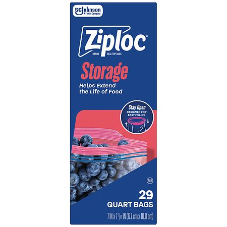 Ziploc Storage Bags, Stay Open Design, Easy to Fill Quart