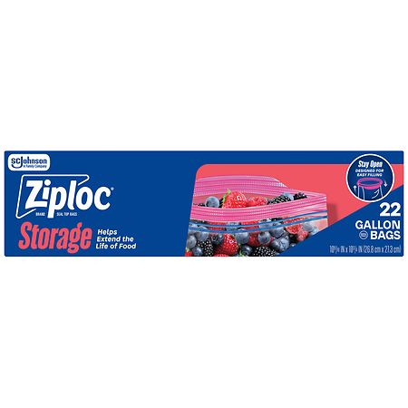Ziploc Gallon Storage Bags, Stay Open Design, Easy to Fill