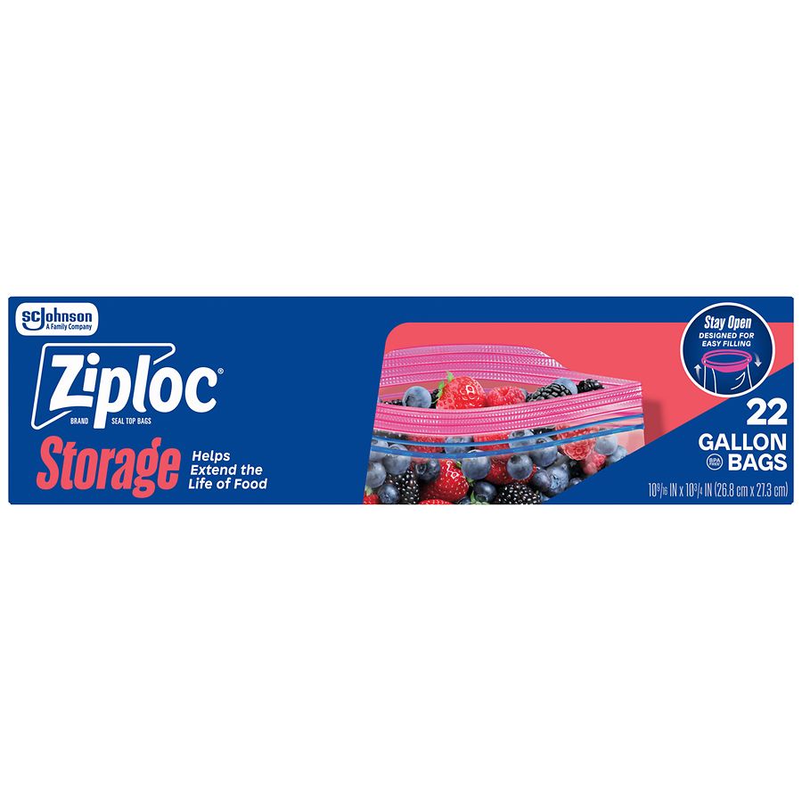 Ziploc Storage Bags, Stay Open, Easy to Fill Gallon