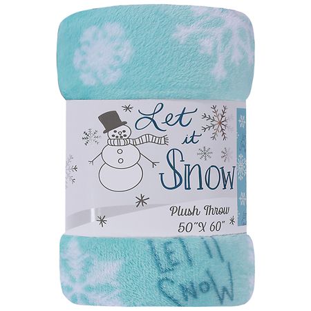 Crest Mills Christmas Printed Plush Throws Let It Snow-flakes