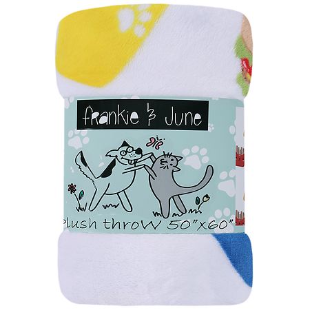 Crest Mills Printed Plush Throw, Cat Happy Meal