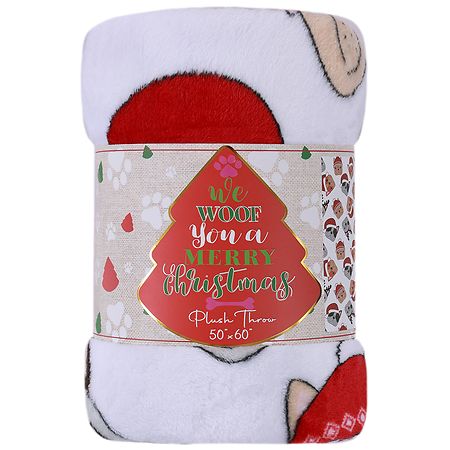 Crest Mills Printed Plush Throw, Dogs in Hats