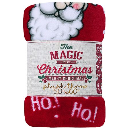 Crest Mills Christmas Printed Plush Throws HoHoHo Santas