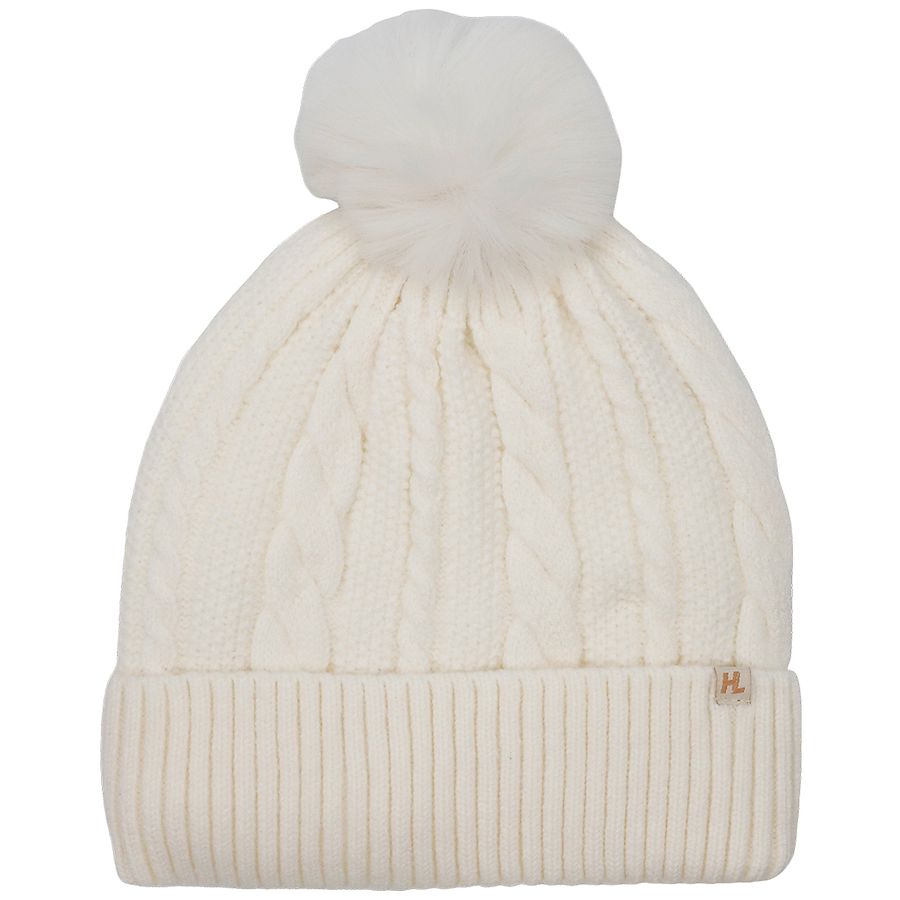 Heat Logic Cable Pom Beanie with Cozy Sherpa Lining Ivory  display picture 1
