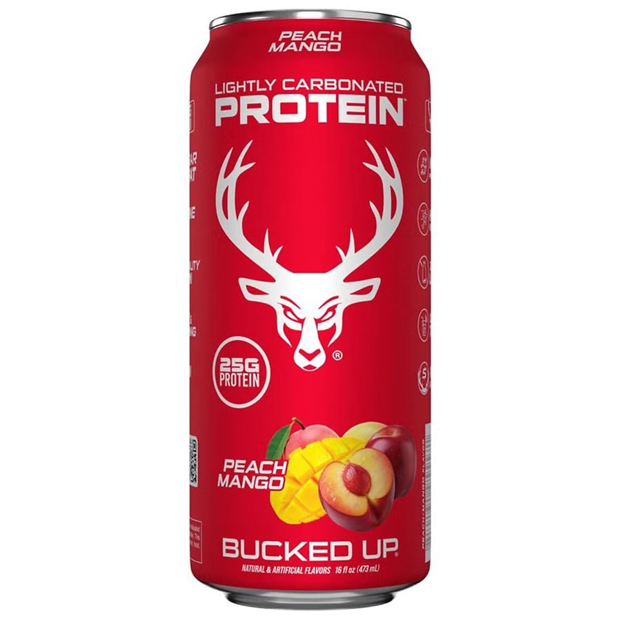 Bucked Up Lightly Carbonated Protein Soda Peach Mango