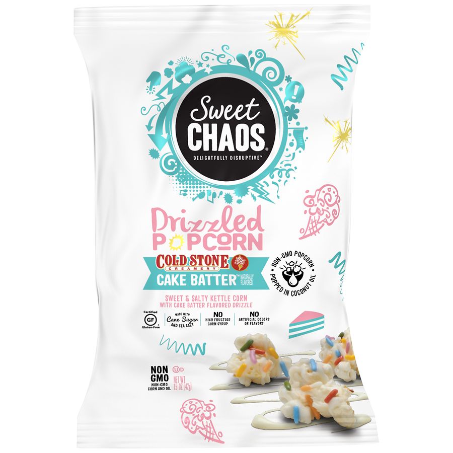Kenny's Candy Sweet Chaos Drizzled Popcorn Cold Stone Cake Batter