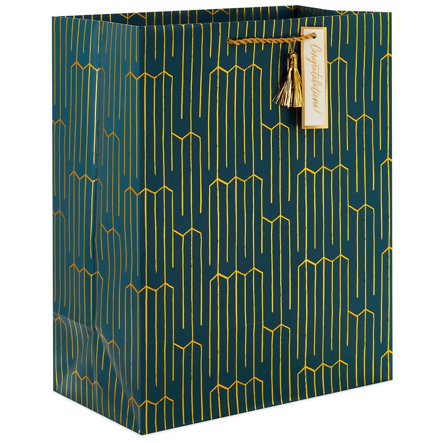 Hallmark Large Gift Bag Gold Geometric on Teal