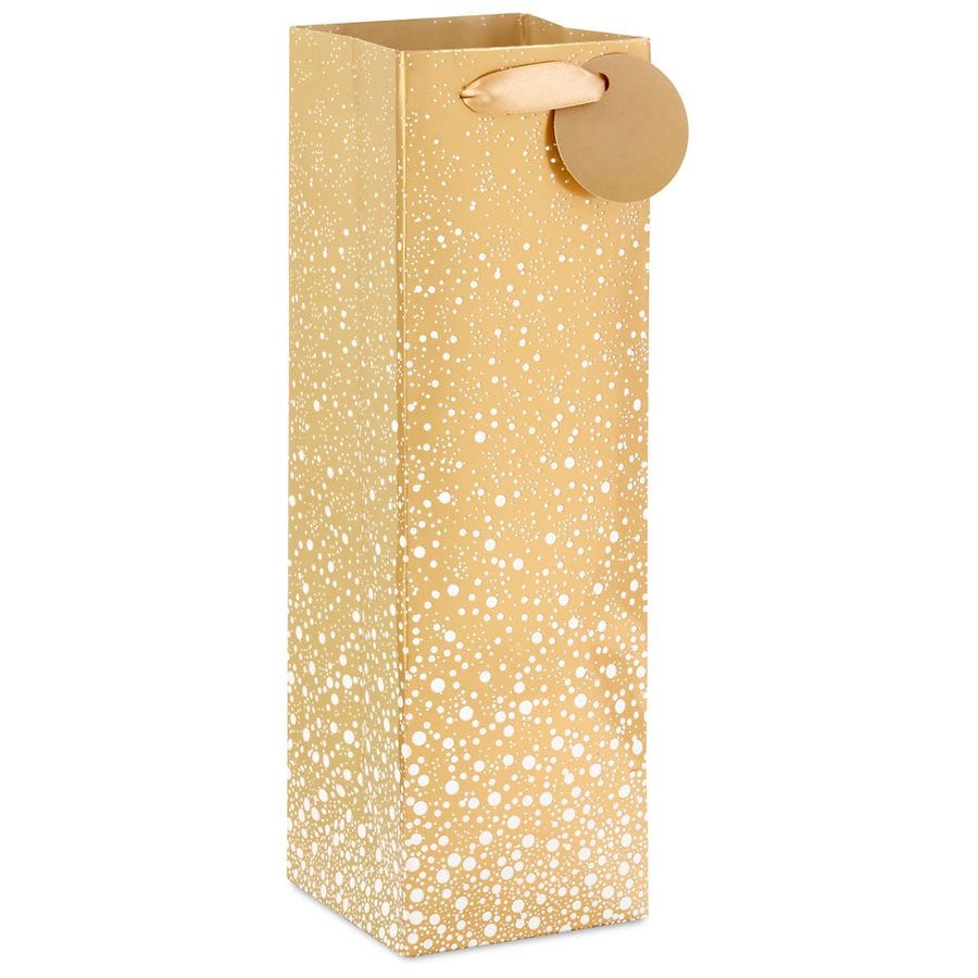 Hallmark Wine Gift Bag, Gold Sparkle