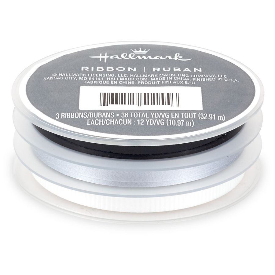 Hallmark 3-Pack Curling Ribbon Black, Gray and White