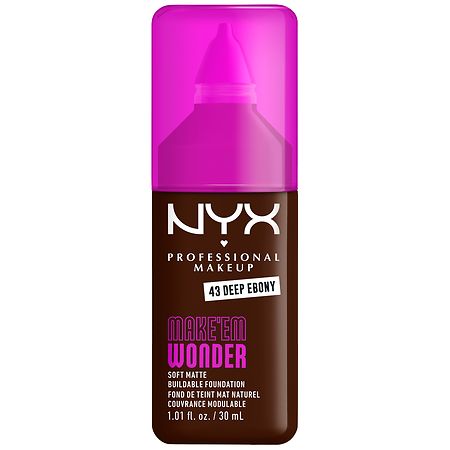 NYX Professional Makeup Make 'Em Wonder Soft Matte Foundation, Deep Ebony - 1.01 oz | CVS