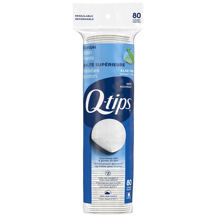 Q-tips Premium Cotton Rounds for Face, 100% Cotton
