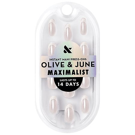 Olive & June Maximalist Instant Mani Press-On Nails Medium Coffin White Chrome French