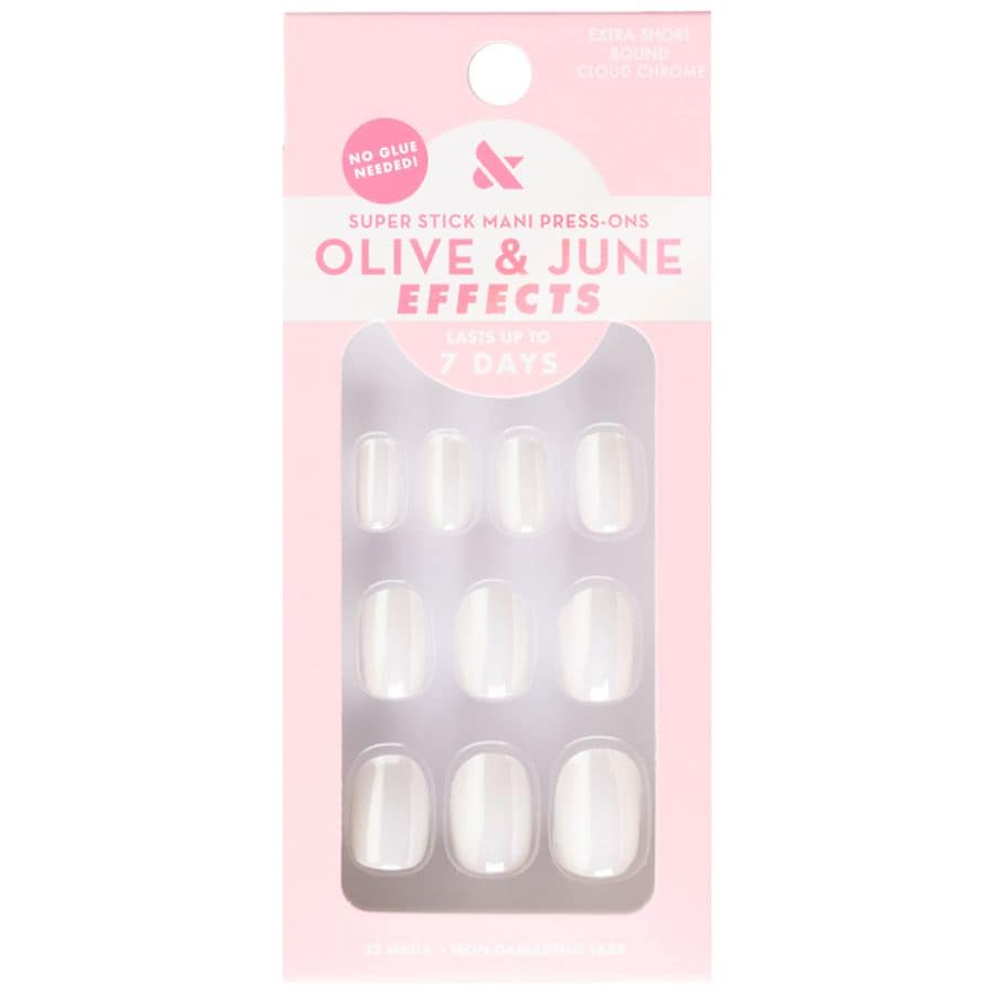 Olive & June Effects Super Stick Mani Press-Ons Extra Short Round Cloud Chrome