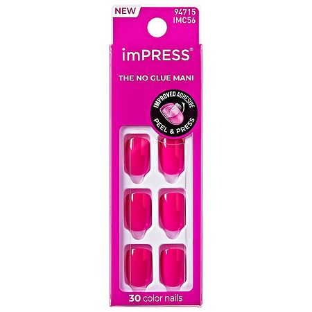 Kiss imPRESS color Press-On Nails Short Squoval All Smiles Pink