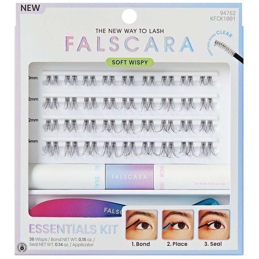 Kiss Falscara Eyelash Essentials - Starter Kit Soft Wispy