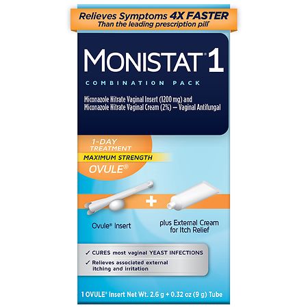Monistat 1-Day Yeast Infection Treatment, 1 Ovule Insert & External Itch Cream