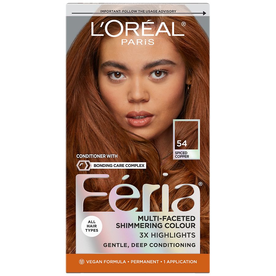 L'Oreal Paris Feria Multi-Faceted Shimmering Permanent Hair Color 54 Spiced Copper