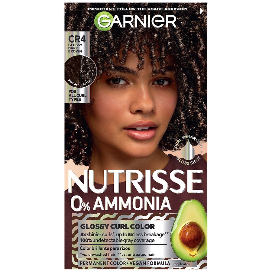 Garnier Nutrisse 0% Ammonia Nourishing Hair Color For Curls Glossy Dark Brown