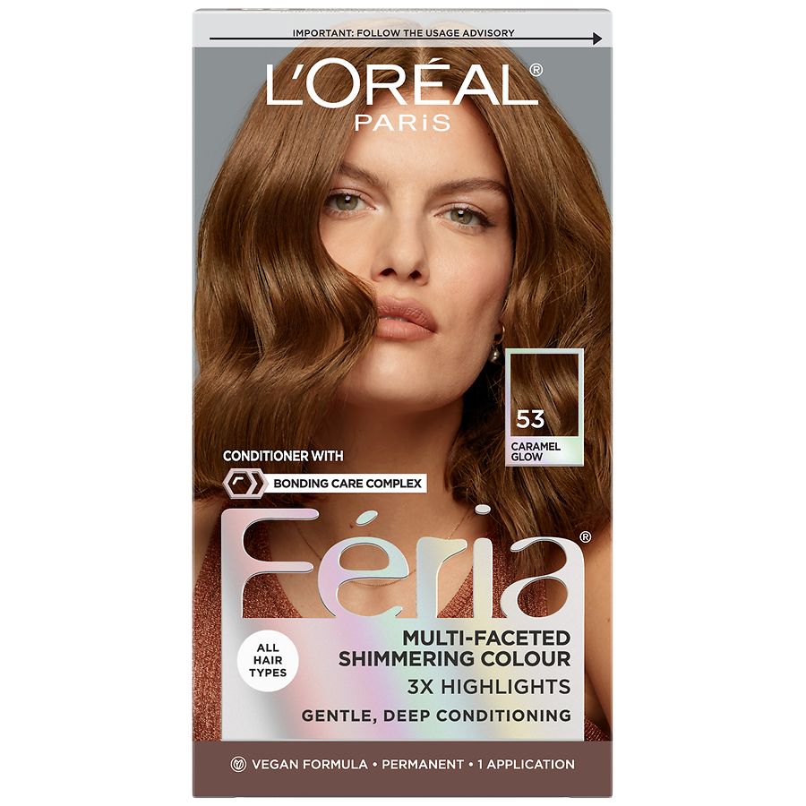 L'Oreal Paris Feria Multi-Faceted Shimmering Permanent Hair Colour 53 Caramel Glow