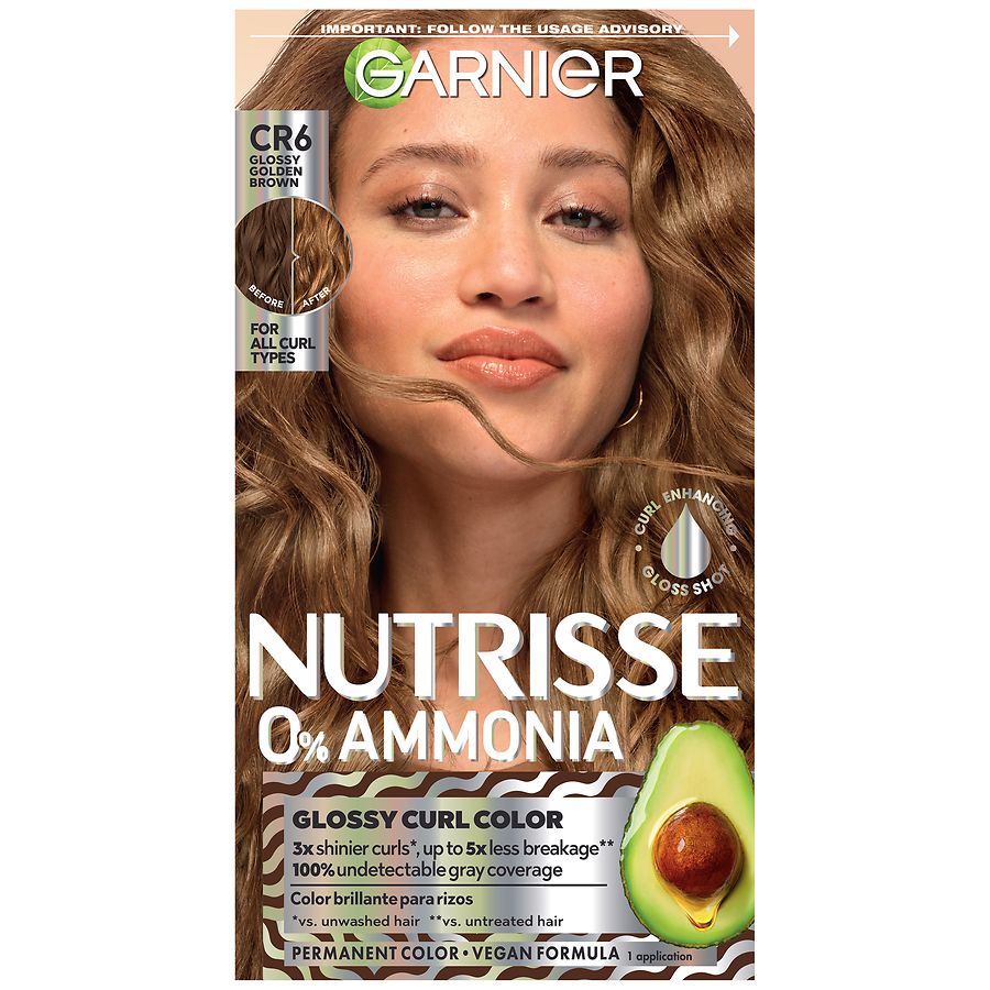 Garnier Nutrisse 0% Ammonia Nourishing Hair Color For Curls Glossy Golden Brown