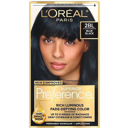 L'Oreal Paris Superior Preference Rich Luminous, Fade-Defying Permanent Hair Color With Shine 2BL-Blue Black