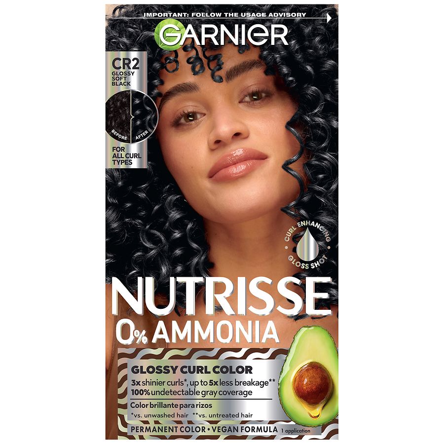Garnier Nutrisse 0% Ammonia Nourishing Hair Color For Curls Glossy Soft Black