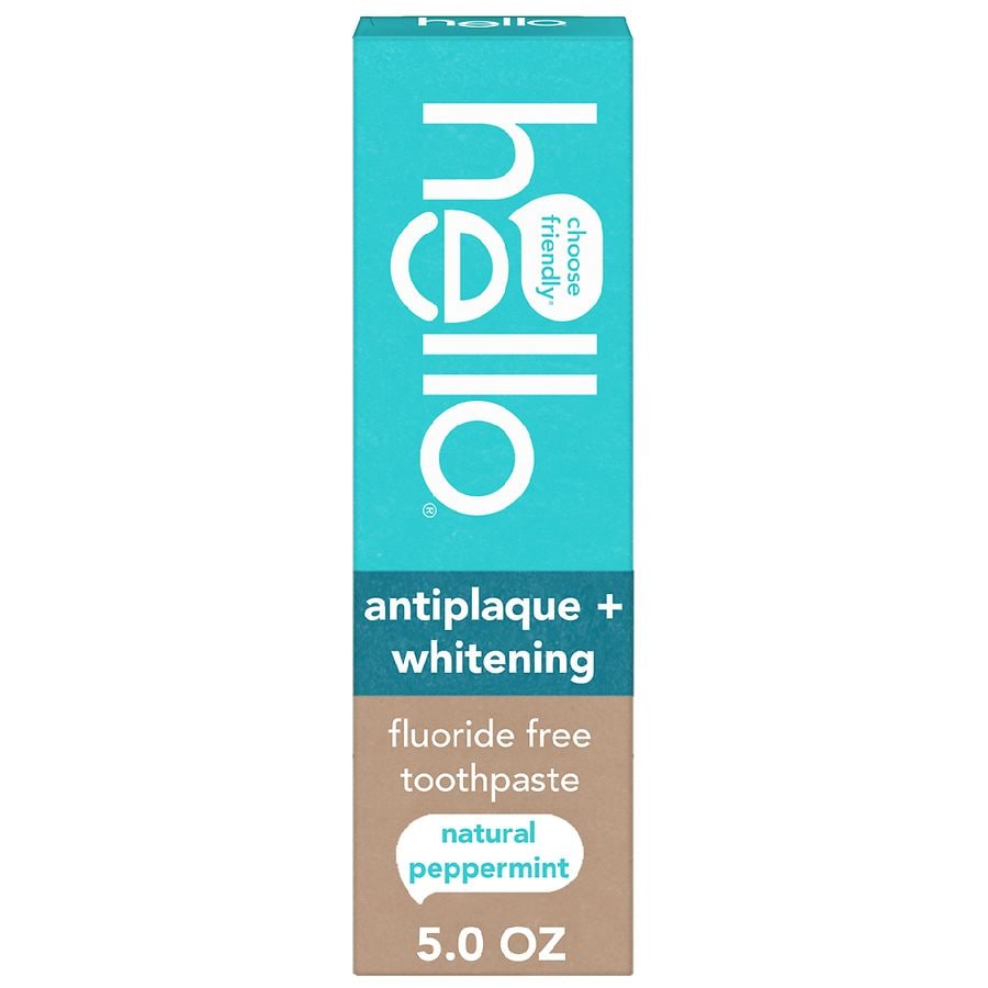 Hello Antiplaque + Whitening Fluoride Free Toothpaste Natural Peppermint