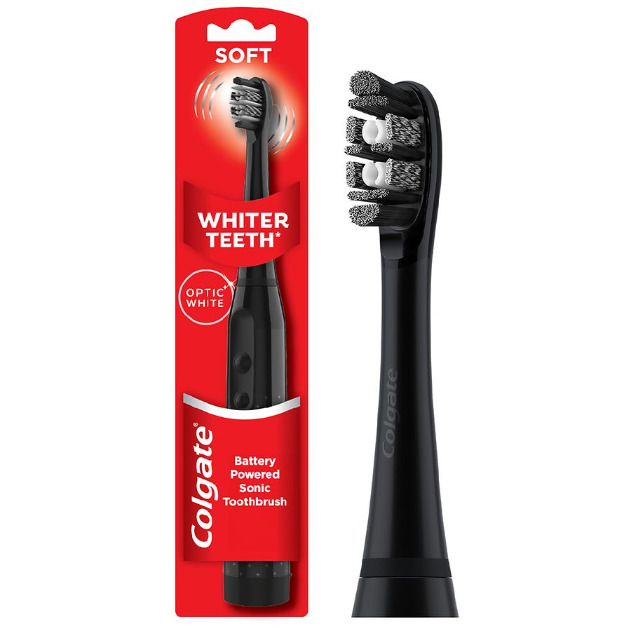 Colgate Optic White Adult Sonic Toothbrush, Soft Bristled Battery Toothbrush for Adults