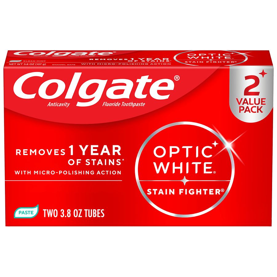 Colgate Optic White Stain Fighter Teeth Whitening Toothpaste Clean Mint