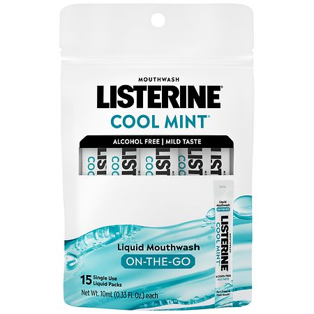 Listerine On-The-Go Alcohol-Free Mouthwash Packets Cool Mint