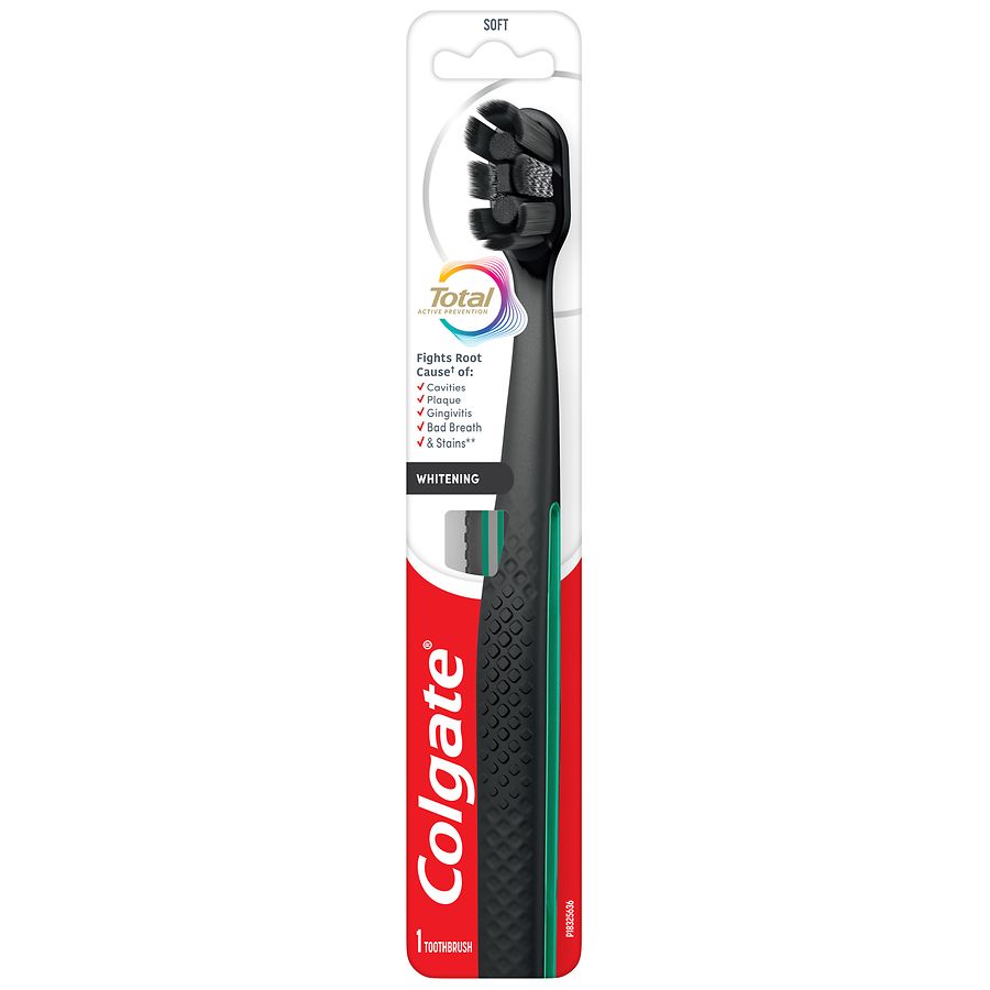 Colgate Total Active Prevention Soft Bristle Whitening Toothbrush Soft Bristle Black