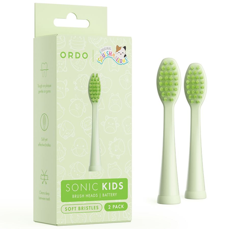 Ordo Sonic Kids Battery - Brush Heads - Squishmallows Rutabaga Soft Bristles Green