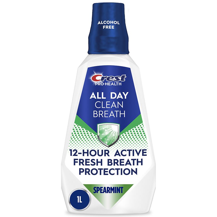 Crest Mouthwash All Day Clean Breath, Fresh Breath Protection, Alcohol Free Spearmint