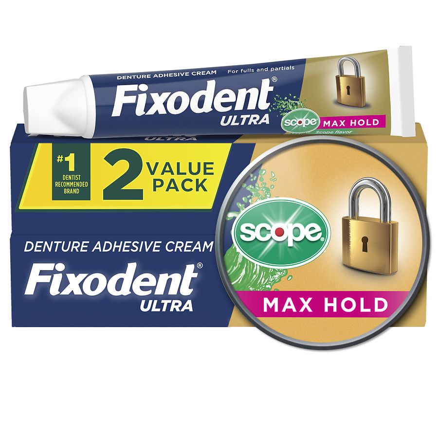 Fixodent Ultra Max-Hold + Scope, Denture Adhesive Cream Scope