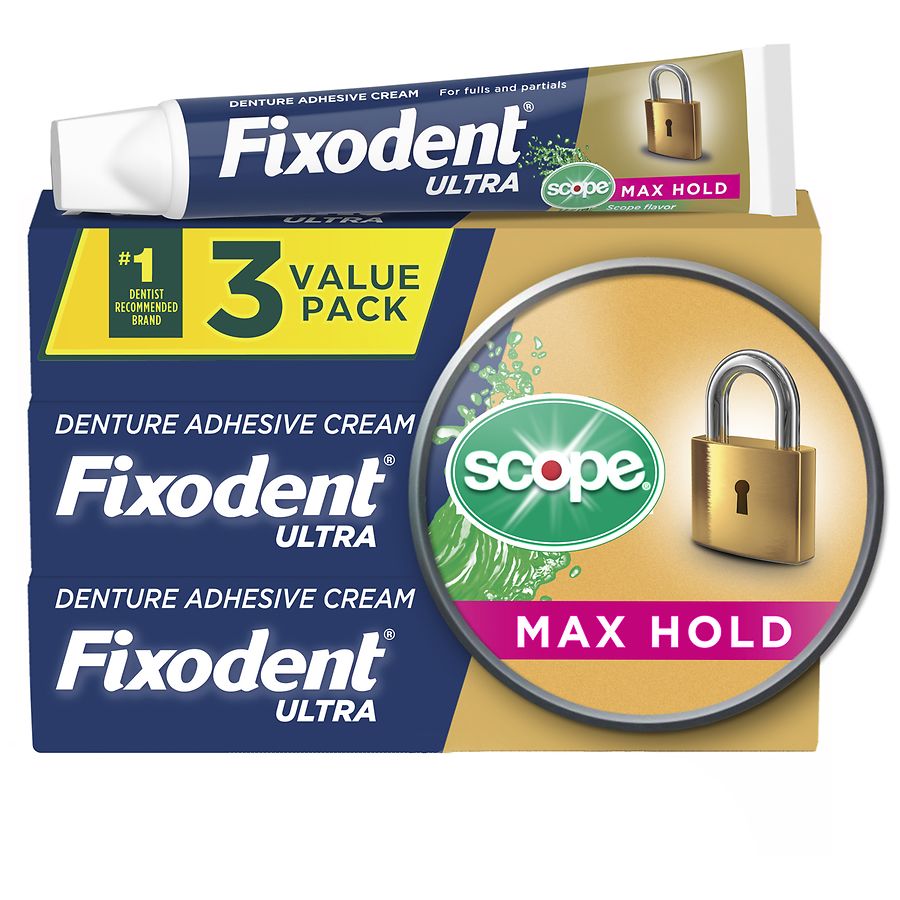 Fixodent Ultra Max-Hold + Scope Denture Adhesive Cream
