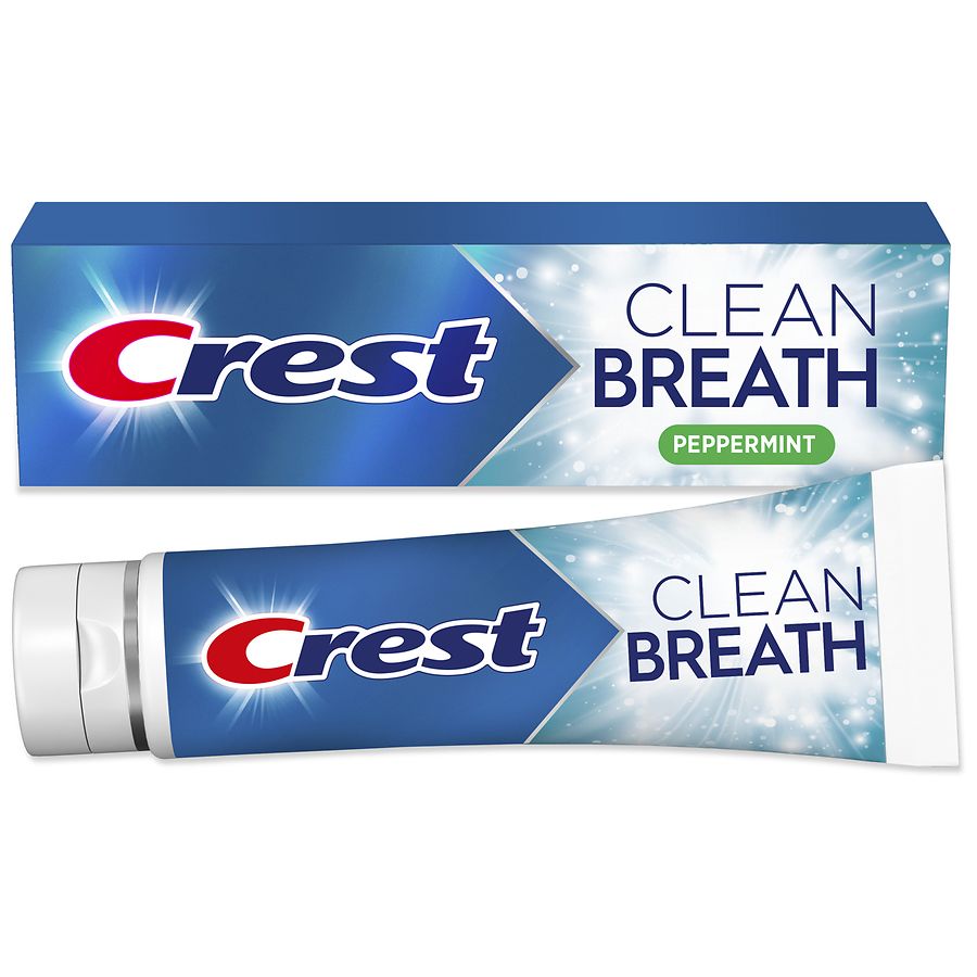 Crest Clean Breath Toothpaste, Neutralizes Bad Breath & Antibacterial Protection Peppermint