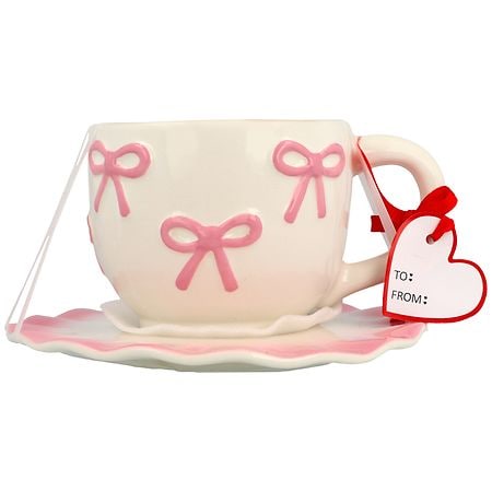 Festive Voice Mug with Saucer, Bow 13.3 fl oz