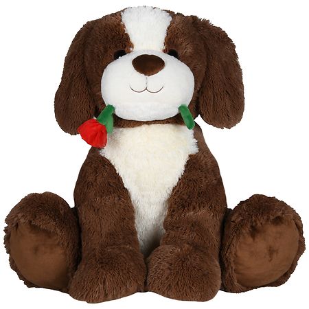 Playright Jumbo Dog Plush with Rose 21.5 In