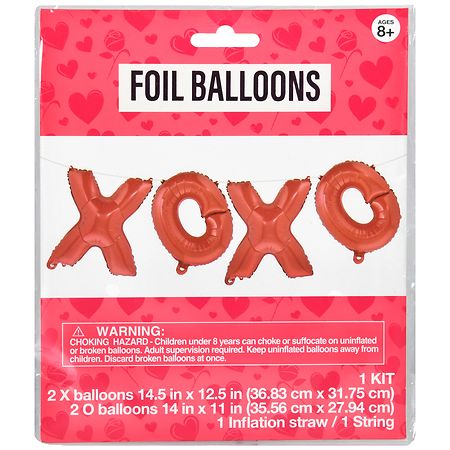 Festive Voice Air Filled Foil Balloons, XOXO