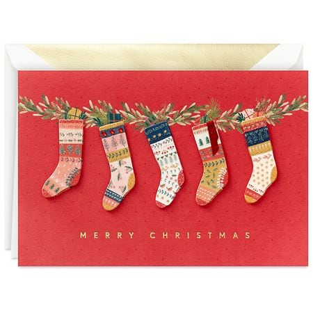 Hallmark Boxed Christmas Cards Colorful Stockings