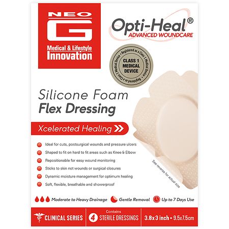 Neo G Opti-Heal Silicone Flex Dressing 3.8" x 3"