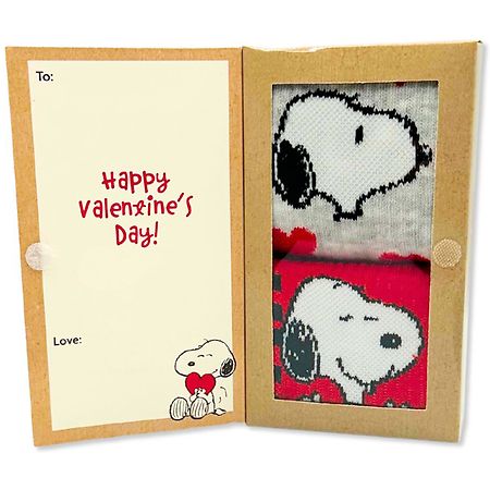 Peanuts Valentine's Day Greeting Card Sock Box 9-11 Grey