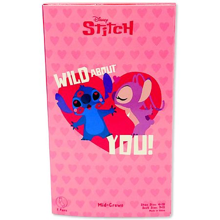 Lilo & Stitch Valentine's Day Greeting Card Sock Box 9-11 Pink