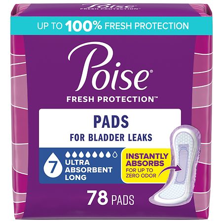 Poise Fresh Protection Incontinence & Postpartum Pads for Bladder Leaks, 7 Drop Ultra Absorbency