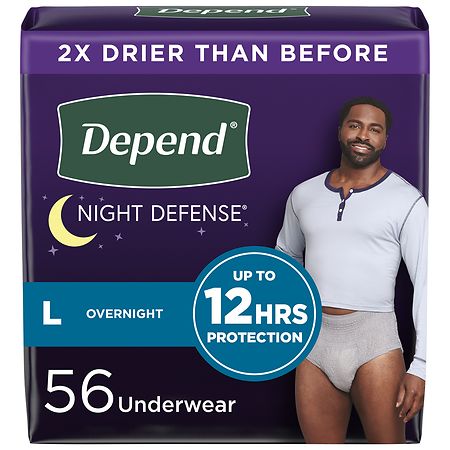 Depend Night Defense Adult Incontinence Underwear  for Men Large Grey