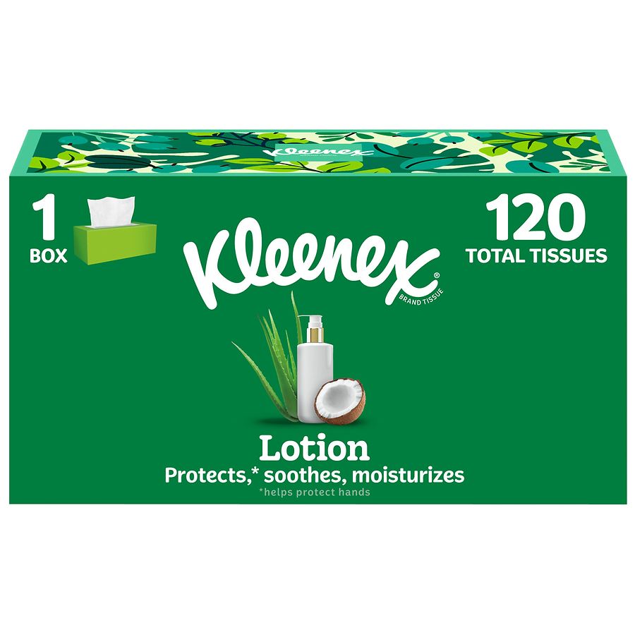 Kleenex Lotion Facial Tissues, Flat Box, 3-Ply | Walgreens