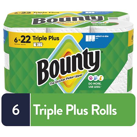 Bounty Paper Towels Select-A-Size White Triple Plus Rolls