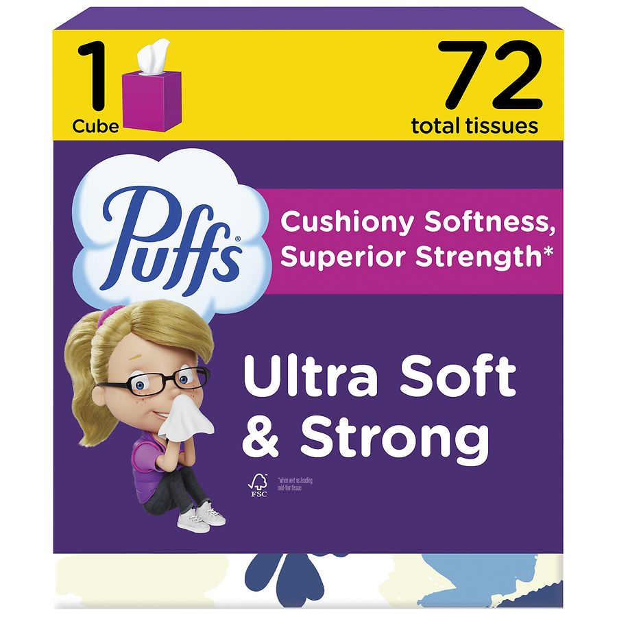 Puffs Facial Tissues Ultra Soft, Mega Cube Box