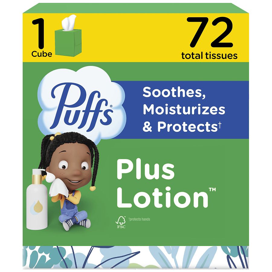Puffs Plus Lotion Facial Tissue, Mega Cube
